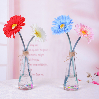 特价创意麻绳透明玻璃插花点点花瓶桌面仿真花扶郎菊波点假花花瓶