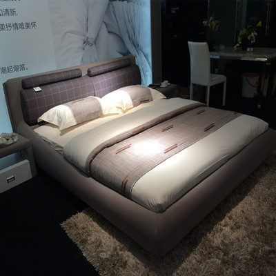 布艺床CBD慕斯同款布床双人床可拆洗麻棉床储物布艺软床小户型床