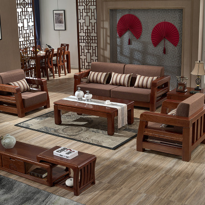 特价全实木沙发 榆木U型组合沙发现代中式客厅组合纯榆木沙发包邮