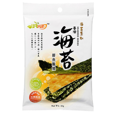 urfun 台湾进口 鲜鱼脆烧海苔15g 儿童海苔零食品