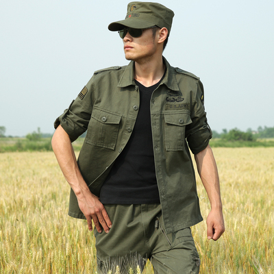盾郎户外军迷服装101空降师军衬衣男士纯棉衬衫军绿色韩美军上衣