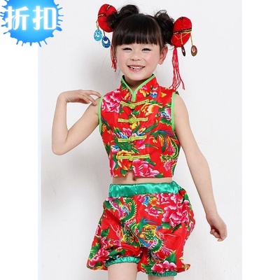 幼儿园演出服女童大花布衣服古典儿童民族风舞台表演服装中国娃娃
