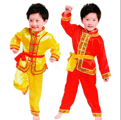 春节儿童武术表演服长袖少儿中国功夫练功服幼儿古装舞蹈演出服