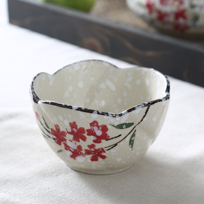 雪花釉 4.3英寸莲花碗 日式创意陶瓷餐具沙拉果酱碗刨冰碗 美容碗