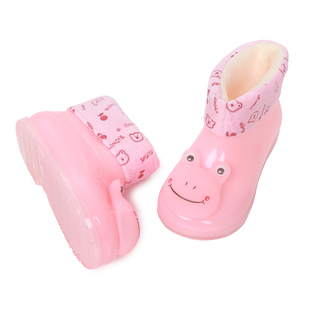 2015新款可爱卡通儿童雨鞋女 男童防滑短筒可拆加绒雨靴防水靴