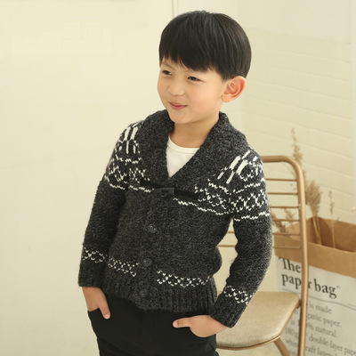 品牌童装男童针织毛衣外套加厚保暖韩版儿童修身宝宝毛线开衫外套