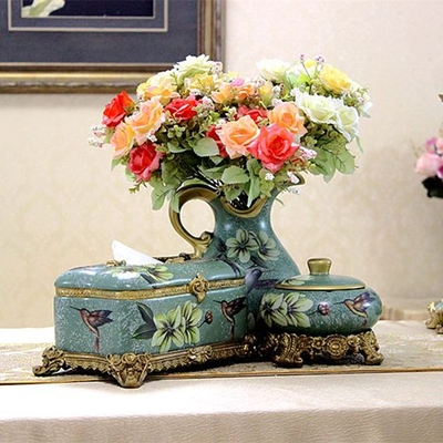 欧式花瓶陶瓷复古套装 家居装饰品摆件客厅酒柜 奢华结婚乔迁礼物