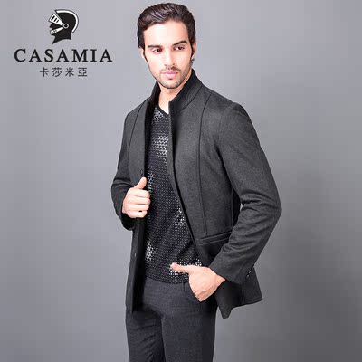 CASAMIA/卡莎米亚新款男士毛呢大衣2016秋冬季中年羊毛呢子外套