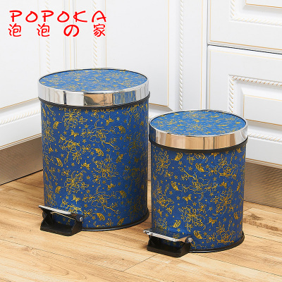 popoka 欧式垃圾桶 时尚创意皮革家用卫生间卧室 脚踏式垃圾筒