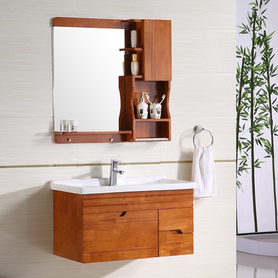 浴室柜橡木组合 洗漱台盆洗脸洗手面盆柜 卫浴柜中式实木浴室柜子
