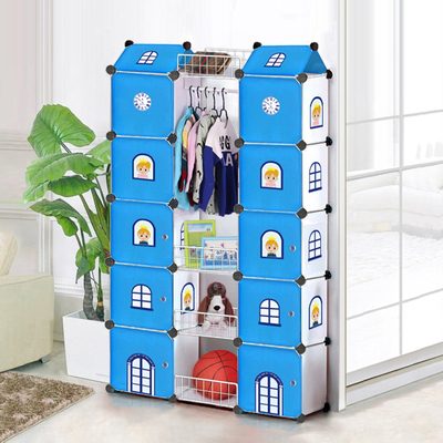 圣若瑞斯简易组合儿童卡通衣橱组装别墅衣柜宝宝玩具整理收纳柜