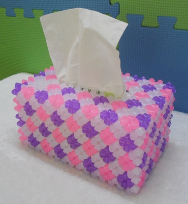 包邮串珠纸巾盒抽纸盒特大号200抽粉紫色花朵纸巾盒成品包邮