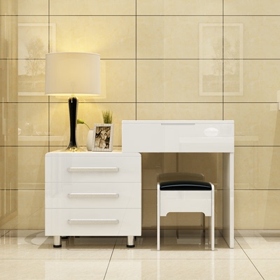 烤漆梳妆台卧室迷你可伸缩白色凳子多功能现代简约组装储物收纳盒