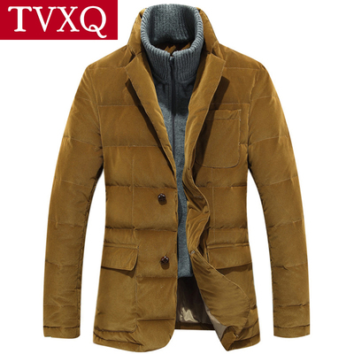 TVXQ2015清仓冬装新款时尚商务休闲西装式短款立领修身加厚羽绒