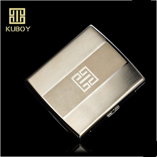 正品KUBOY酷宝烟盒 20只装超薄 不锈钢烟盒 男士个性创意烟夹镭射
