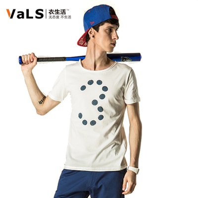 2015夏季短袖男T恤VaLS韩版修身印花圆领t恤男半袖上装潮夏装男装