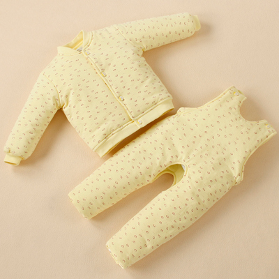 宝宝棉衣套装 婴幼儿冬季纯棉面料保暖贴身棉袄背带棉裤加厚内胆