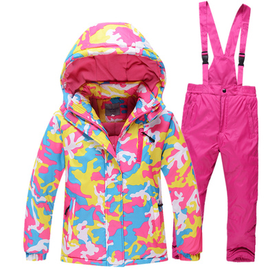 户外滑雪儿童男女款滑雪服套装 加厚保暖 男女小童滑雪衣裤套装