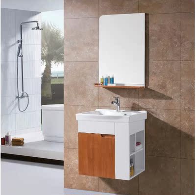 简约现代浴室柜组合面盆实木洗漱台60cm小户型卫生间面盆柜镜柜