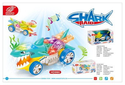 新款儿童电动鲨鱼玩具车带音乐万向走动模仿咬合灯光男孩最爱玩具