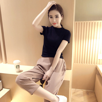 2016夏新款女装韩版女士T恤纯色打底衫上衣修身短袖全棉t恤 女
