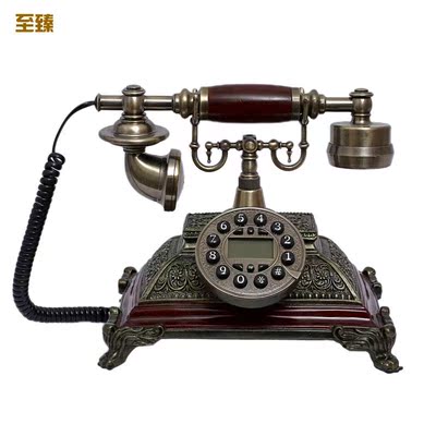 至臻欧式仿古电话机复古家用座机电话免电池来电显示有绳固定电话