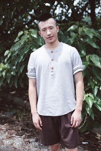 2014新款韩版圆领亚麻原创中国风休闲棉麻复古针织男装短袖T恤男