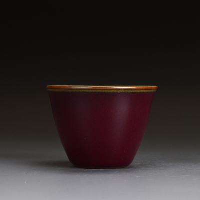 【茂源盛】台湾三希陶瓷早期铜红釉窑变直桶杯功夫茶具绝版品茗杯
