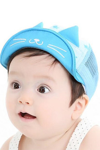 0-1-2岁儿童网帽夏季婴儿凉帽鸭舌帽软檐宝宝遮阳帽棒球帽
