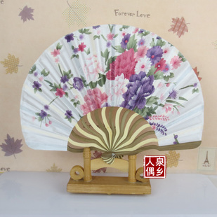 日式女式工艺绢扇 日本折扇cos 和风樱花扇子跳舞演出舞蹈送扇架