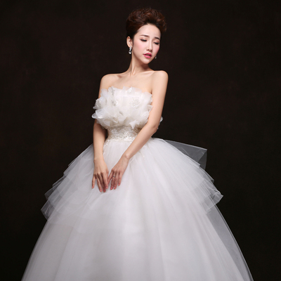 2016新款婚纱礼服大码时尚抹胸韩版高腰孕妇新娘结婚齐地款婚纱