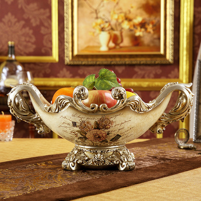 装饰品果篓欧式家居摆饰品创意水果盘摆件树脂桌面摆设奢华工艺品