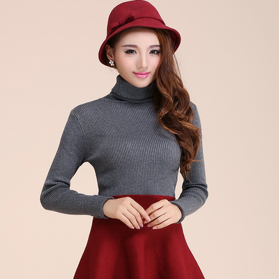 高领毛衣女 2015冬装新款韩版弹力修身针织衫长袖紧身打底衫纯色
