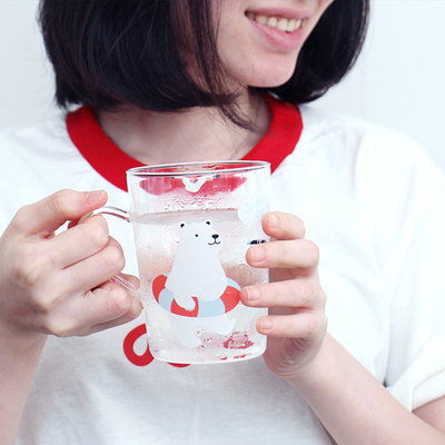 全国包邮U-PICK原品生活 高硼硅耐热玻璃杯茶杯可爱北极熊、企鹅