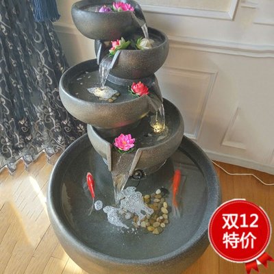 创意欧式喷泉流水摆件客厅招财室内风水水景家居装饰品加湿器摆设