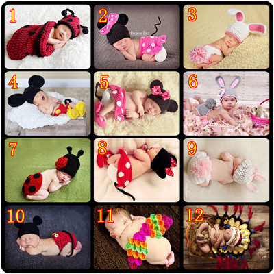 15儿童摄影米老鼠服装婴幼儿造型帽子百天宝宝拍照写真毛线帽米奇