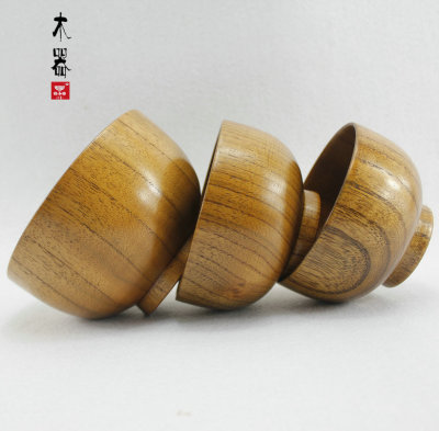 日式实木餐具 生漆枣木碗 环保儿童宝宝专用饭碗 大木碗 创意汤碗