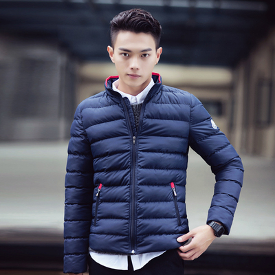 2015冬季青少年潮青年休闲修身韩版男士棉衣加厚大码棉袄外套
