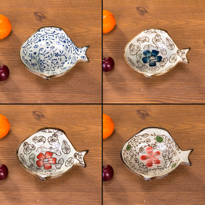 特价包邮 日式和风陶瓷器餐具 小味碟 鱼形碟子 酱油碟日式料理碟