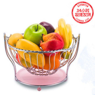 樱花雅厨不锈钢色水果篮时尚家居客厅水果摇篮欧式带沥水水果盘