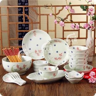 日式和风碗碟套装家用特价可爱陶瓷碗盘餐具套装碗筷子盘子碗礼品