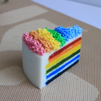 高仿真逼真彩虹蛋糕 假三角小蛋糕食品食物模型 模具展示道具样品
