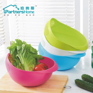 创意厨房米器炫彩加厚塑料洗米筛塑料沥水果蔬菜盆洗菜篮大中小
