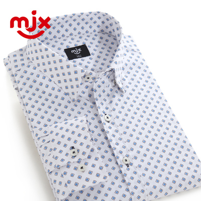MJX2015秋上新长袖衬衫全棉印花休闲衬衫修身男印花衬衣潮流