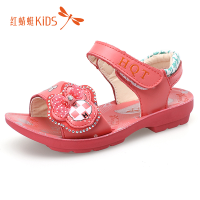 正品红蜻蜓女童凉鞋 2016夏季新款小童凉鞋红色休闲舒适女童凉鞋