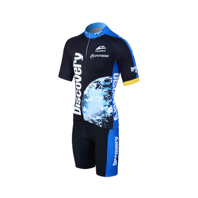 车队版2015夏季短袖骑行套装青少年自行车单车新款上衣骑行服探索