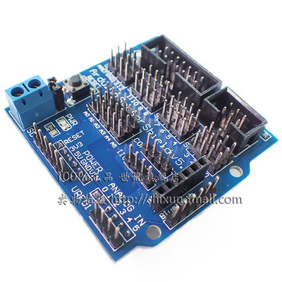 Arduino Uno R3 v5扩展板 sensor shield v5.0 电子积木 蓝色版