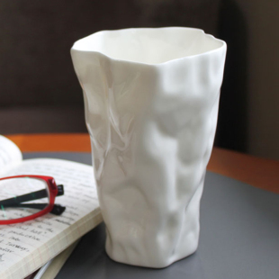 东源家居时尚创意纯白艺术骨瓷马克杯欧式陶瓷个性可爱水杯折纸杯