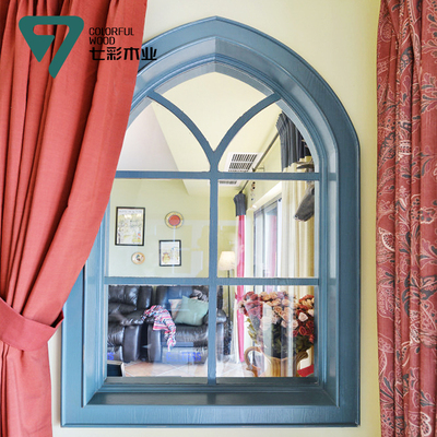 美式田园拱形窗 玻璃窗烤漆木窗室内窗户定制现代简约风格木窗