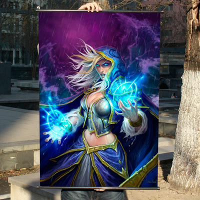 魔兽世界联盟首领吉安娜/珍娜挂画，炉石传说法师游戏周边海报
